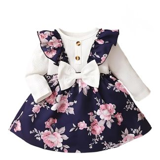 Buy & Try by Dharmikaay Girl's Lycra Floral Printed Frock Dress for Girls Short Frock Baby Princess Western Dresses|