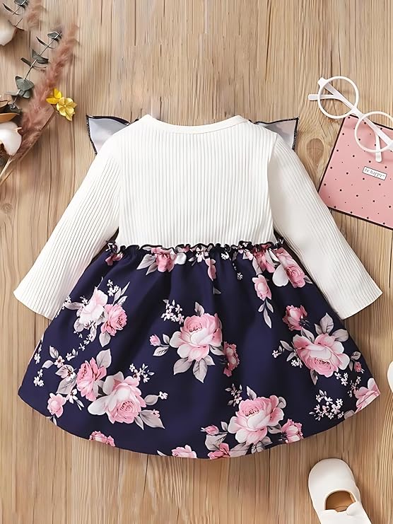 Buy & Try by Dharmikaay Girl's Lycra Floral Printed Frock Dress for Girls Short Frock Baby Princess Western Dresses| - Image 2