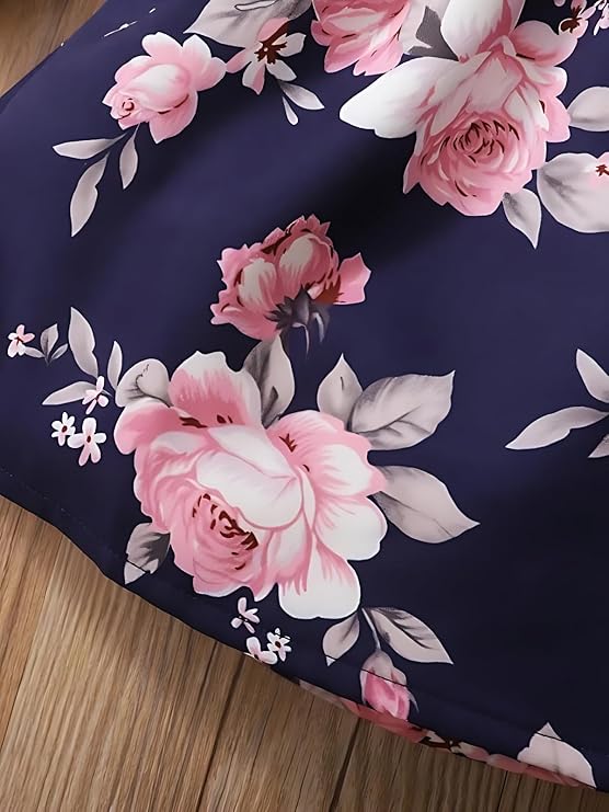 Buy & Try by Dharmikaay Girl's Lycra Floral Printed Frock Dress for Girls Short Frock Baby Princess Western Dresses| - Image 4